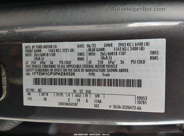 1FTEW1CP3PKE85526 2023 FORD F150 Gray Շարժիչի բաժամունքի տեսք