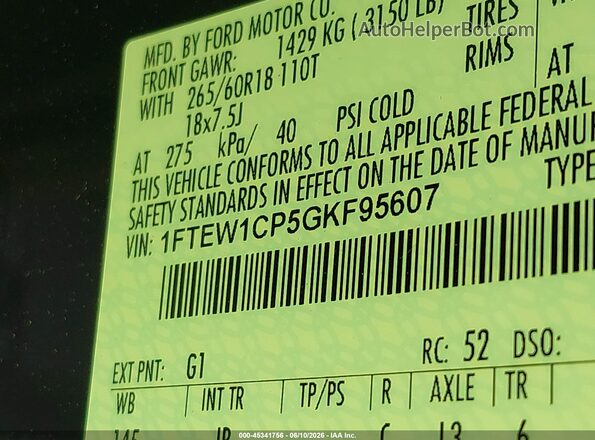 1FTEW1CP5GKF95607 2016 FORD F150 Black Engine compartment view