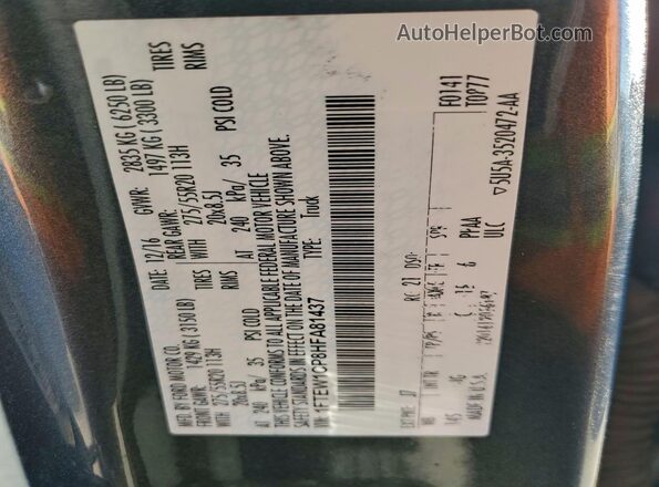 1FTEW1CP8HFA81437 2017 FORD F150 Угольный Вид наклейки с VIN-кодом