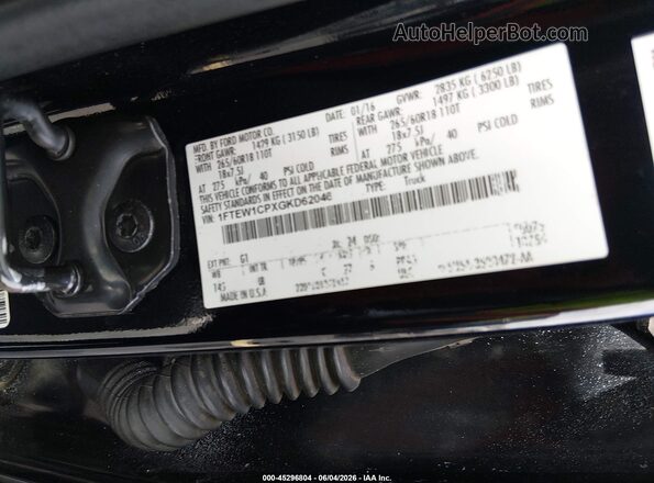 1FTEW1CPXGKD62046 2016 FORD F150 Черный 