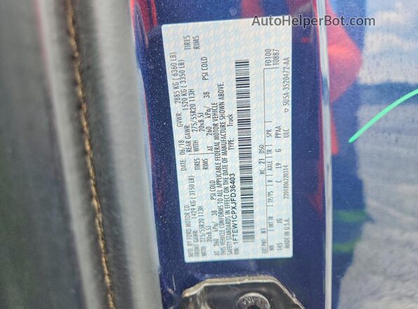 1FTEW1CPXJFD36403 2018 FORD F150 Blue Widok komory silnika