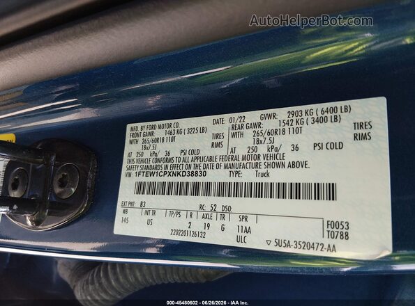 1FTEW1CPXNKD38830 2022 FORD F150 Синий Вид подкапотного пространства