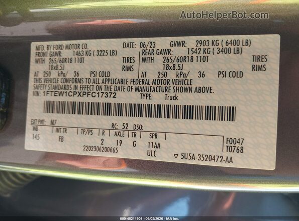 1FTEW1CPXPFC17372 2023 FORD F150 Gray Engine compartment view
