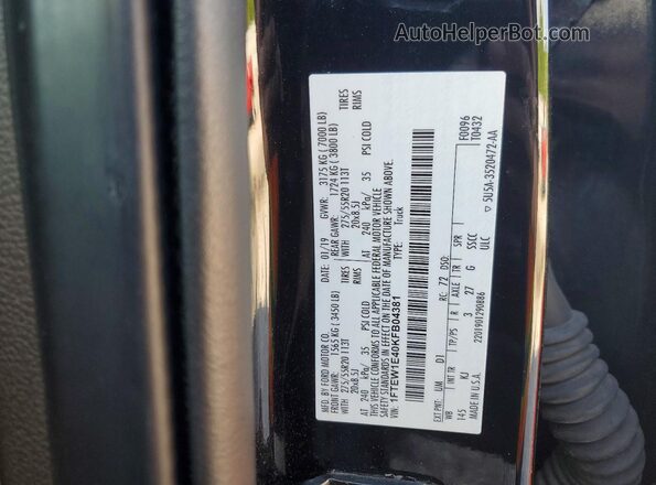 1FTEW1E40KFB04381 2019 FORD F150 Black Engine compartment view