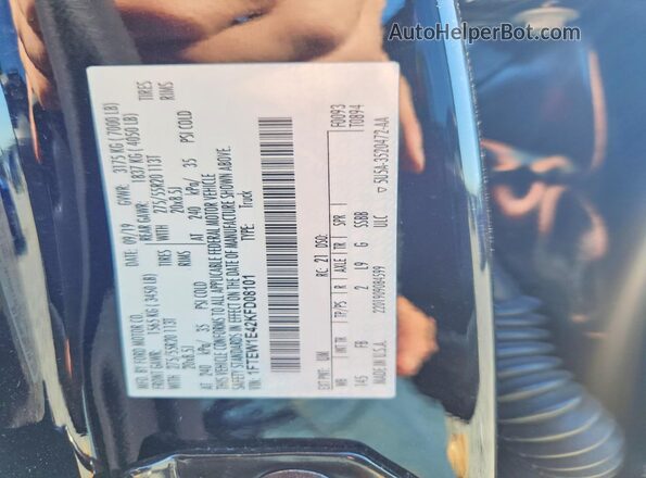 1FTEW1E42KFD08101 2019 FORD F150 Black Շարժիչի բաժամունքի տեսք