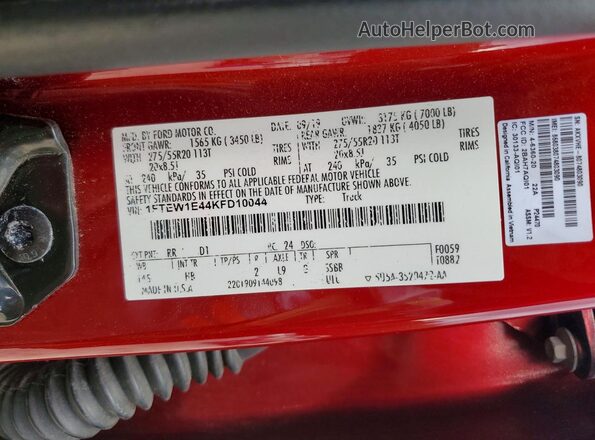 1FTEW1E44KFD10044 2019 FORD F150 Burgundy 
