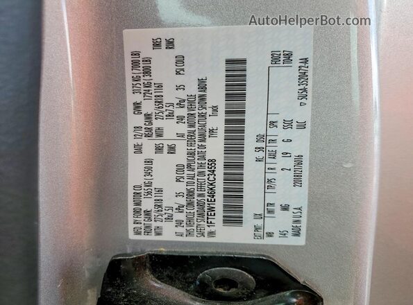 1FTEW1E46KKC34558 2019 FORD F150 Серебряный Вид подкапотного пространства