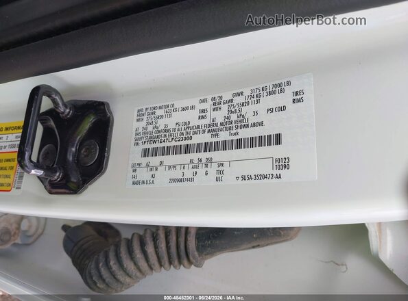 1FTEW1E47LFC23000 2020 FORD F150 White Widok komory silnika