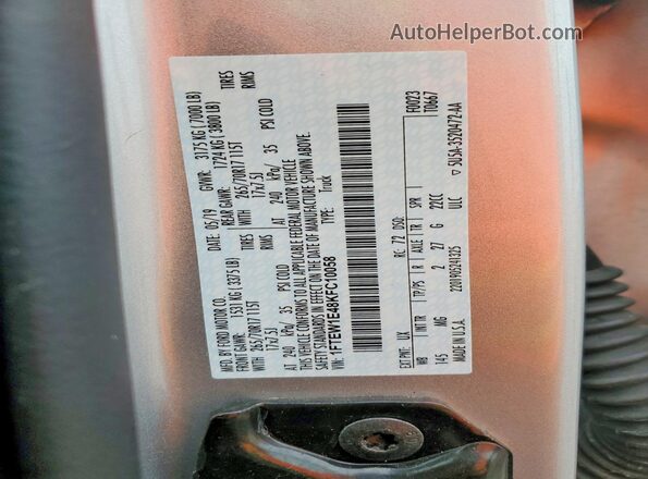 1FTEW1E48KFC10058 2019 FORD F150 Серебряный 