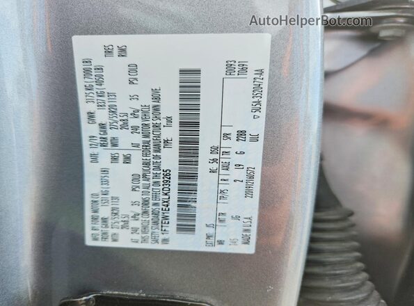 1FTEW1E4XLKD39265 2020 FORD F150 Silver 