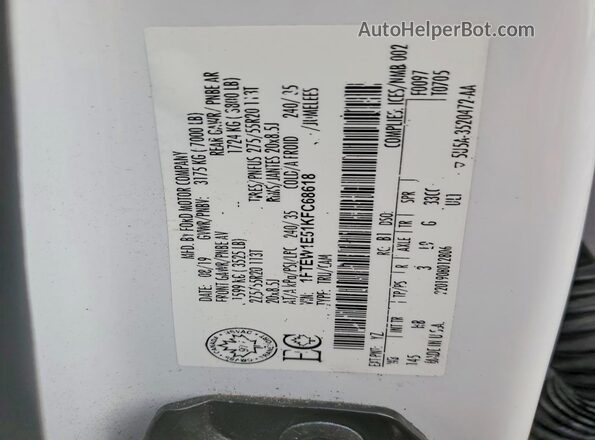 1FTEW1E51KFC68618 2019 FORD F150 White Vista del compartimento del motor