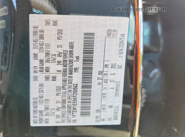 1FTEW1E55KFD50562 2019 FORD F150 Black Vista del compartimento del motor