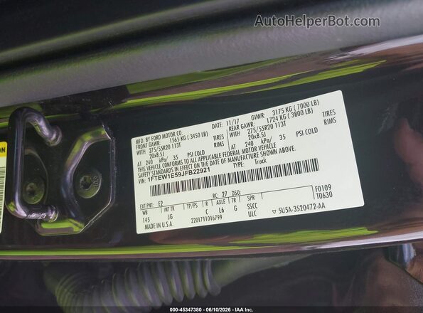 1FTEW1E59JFB22921 2018 FORD F150 Black Engine compartment view