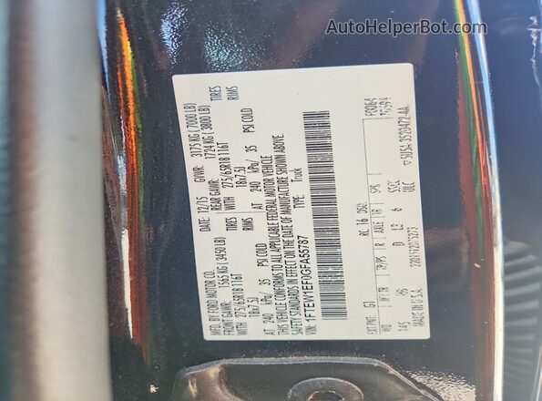 1FTEW1EF0GFA55787 2016 FORD F150 Black Շարժիչի բաժամունքի տեսք