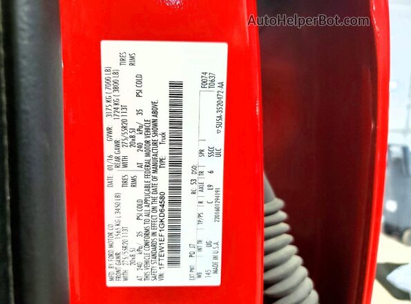 1FTEW1EF1GKD64580 2016 FORD F150 Red Engine compartment view