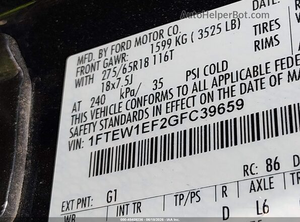 1FTEW1EF2GFC39659 2016 FORD F150 Black Engine compartment view