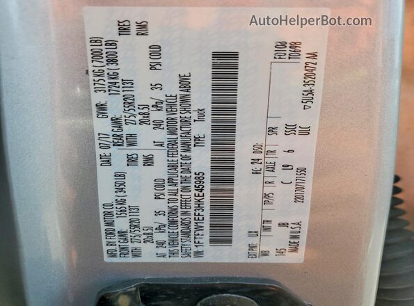 1FTEW1EF3HKE45985 2017 FORD F150 Silver 