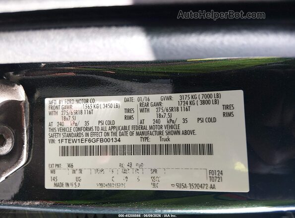 1FTEW1EF6GFB00134 2016 FORD F150 Green Շարժիչի բաժամունքի տեսք