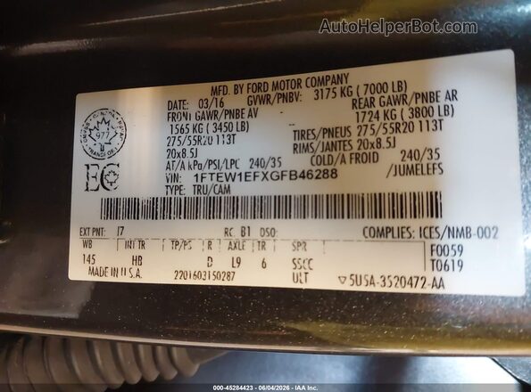 1FTEW1EFXGFB46288 2016 FORD F150 Gray Engine compartment view