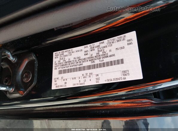 1FTEW1EFXHFB21280 2017 FORD F150 Черный Вид подкапотного пространства