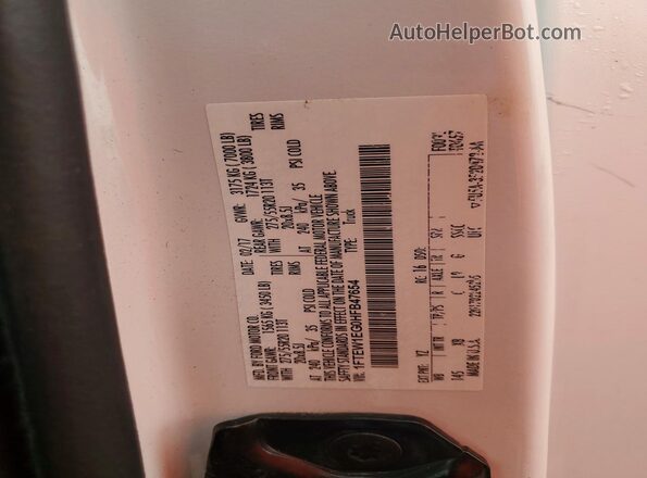 1FTEW1EG0HFB47654 2017 FORD F150 White Vista del compartimento del motor