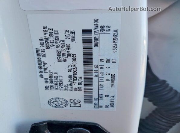 1FTEW1EG2JFC68059 2018 FORD F150 White Вид наклейки з VIN-кодом