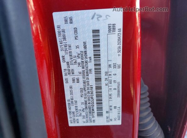 1FTEW1EG3JFC93181 2018 FORD F150 Red 