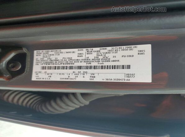 1FTEW1EG3JFE09950 2018 FORD F150 Серый Вид подкапотного пространства