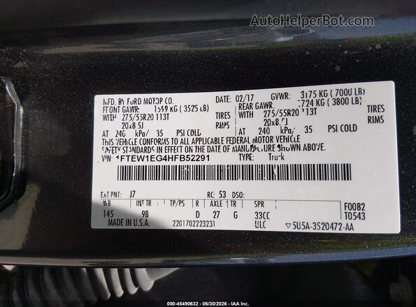 1FTEW1EG4HFB52291 2017 FORD F150 Gray Вид підкапотного простору