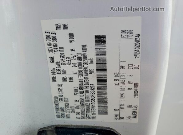 1FTEW1EG5GFB93267 2016 FORD F150 White Շարժիչի բաժամունքի տեսք