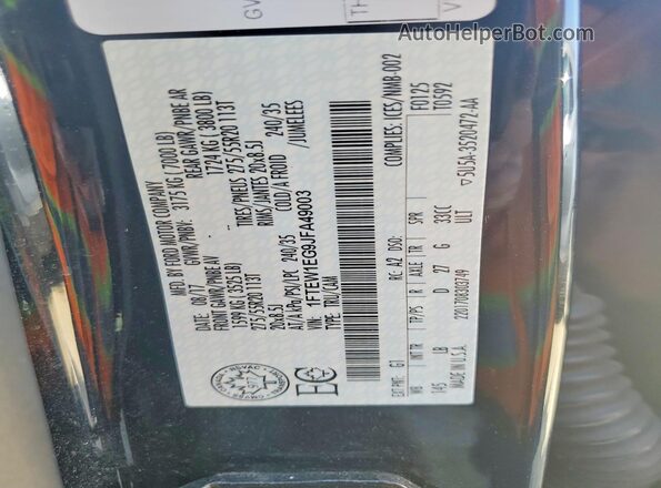 1FTEW1EG9JFA49003 2018 FORD F150 Черный 