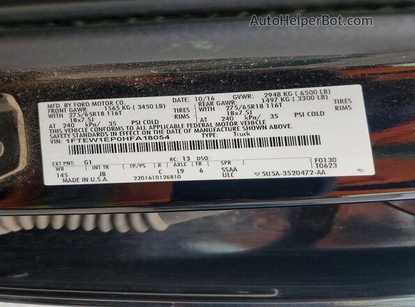 1FTEW1EP0HFA18054 2017 FORD F150 Black Engine compartment view