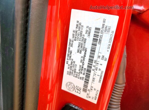 1FTEW1EP1PFB50481 2023 FORD F150 Red Շարժիչի բաժամունքի տեսք