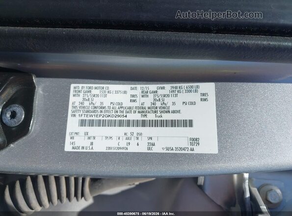 1FTEW1EP2GKD29054 2016 FORD F150 Silver Vista del compartimento del motor