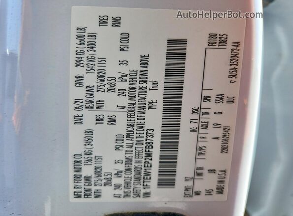 1FTEW1EP2MFB87373 2021 FORD F150 Gray 