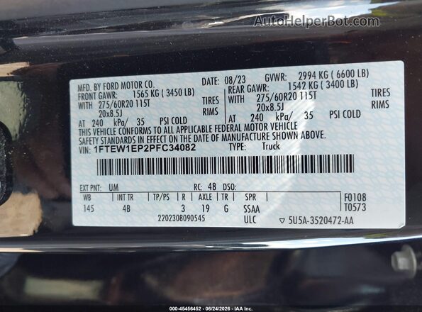 1FTEW1EP2PFC34082 2023 FORD F150 Black Вид підкапотного простору