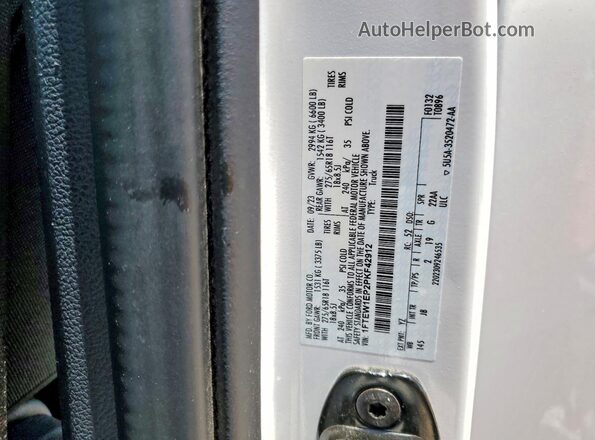 1FTEW1EP2PKF42912 2023 FORD F150 White VIN կոդի պիտակի տեսք