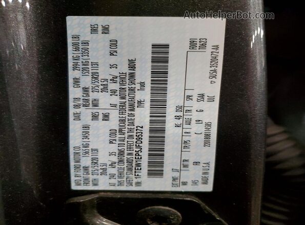 1FTEW1EP5JFD95372 2018 FORD F150 Gray 