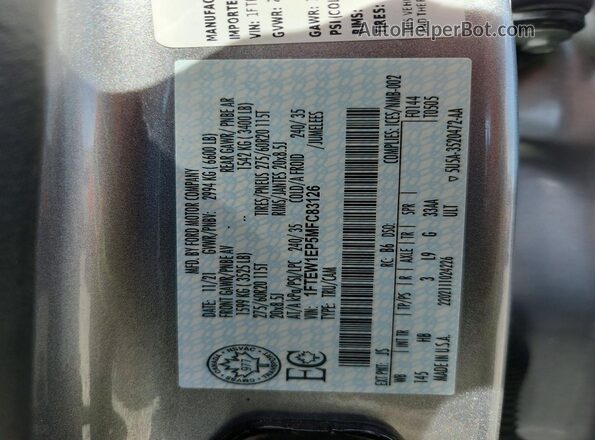 1FTEW1EP5MFC83126 2021 FORD F150 Silver 