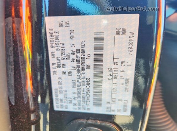 1FTEW1EP5MKD40156 2021 FORD F150 Черный Вид подкапотного пространства