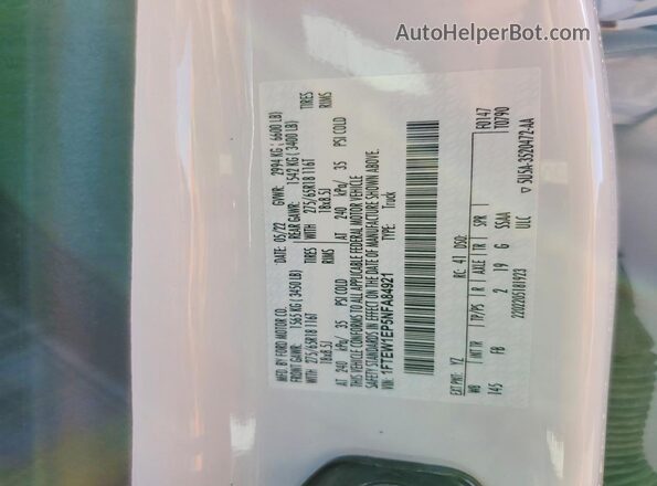 1FTEW1EP5NFA84921 2022 FORD F150 White Вид підкапотного простору