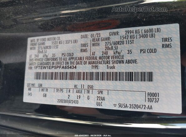 1FTEW1EP5PFA65434 2023 FORD F150 Black Vista del compartimento del motor