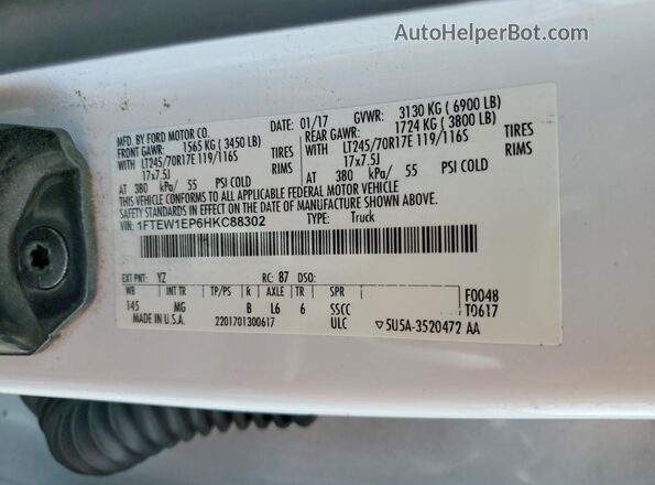 1FTEW1EP6HKC88302 2017 FORD F150 White Widok naklejki z numerem VIN