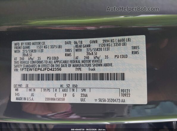 1FTEW1EP6JFD42356 2018 FORD F150 Gray Engine compartment view