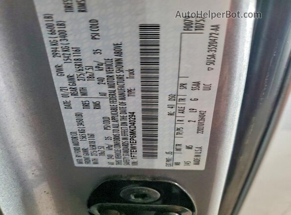 1FTEW1EP6MKD40294 2021 FORD F150 Silver Vista del compartimento del motor
