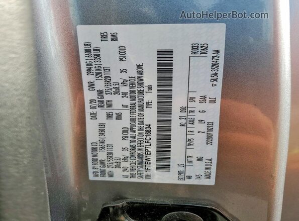 1FTEW1EP7LFC16834 2020 FORD F150 Silver Vista del compartimento del motor
