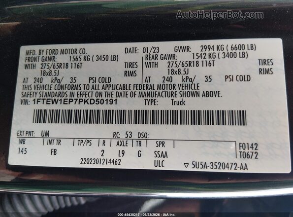 1FTEW1EP7PKD50191 2023 FORD F150 Black Widok komory silnika