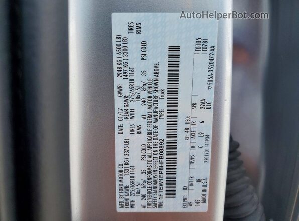 1FTEW1EP8HFB08892 2017 FORD F150 Серебряный 
