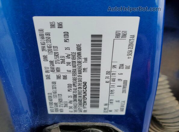 1FTEW1EP9JKC42940 2018 FORD F150 Blue Շարժիչի բաժամունքի տեսք
