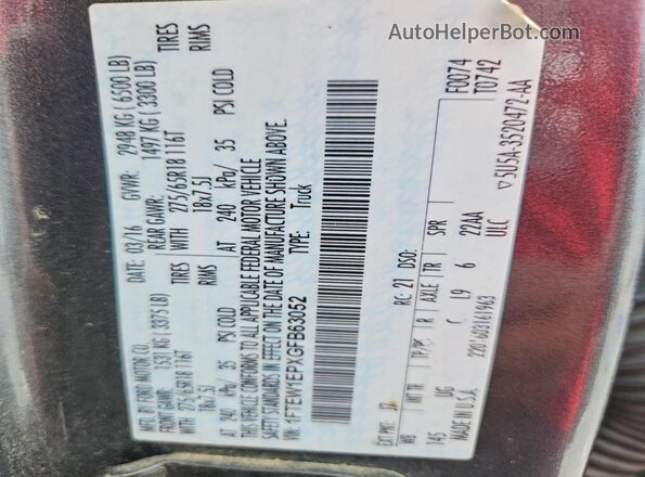1FTEW1EPXGFB63052 2016 FORD F150 Gray Vista del compartimento del motor